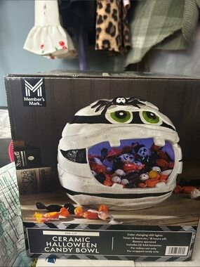 Member's Mark Ceramic Halloween Mummy Candy Bowl in White